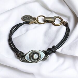 Michael Golman crystal evil eye leather bracelet
